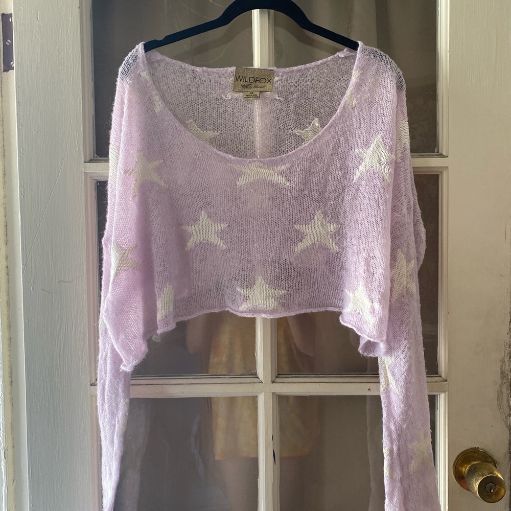 Wildfox White Label Lavender Star Knit Sweater